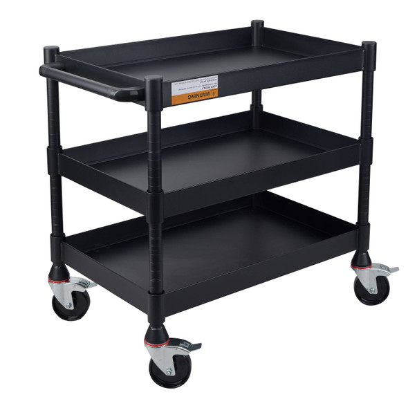 Luxor MIGHTYHAUL High-Capacity 24" W Industrial Utility Cart with Three Adjustable-Height Reversible Shelves