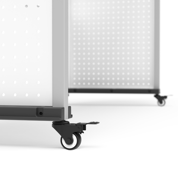 Luxor Mobile Modular Height Adjustable Teacher Standing Desk, 60.25" W x 21" D x 32" - 38" H, Silver/White