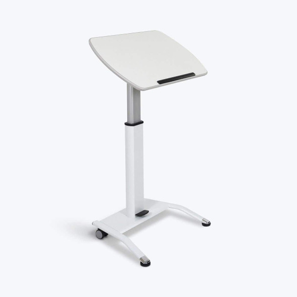Luxor Mobile Pneumatic Adjustable Height Tilting Laptop Lectern Podium 25.5x17x28 in Aluminum Build