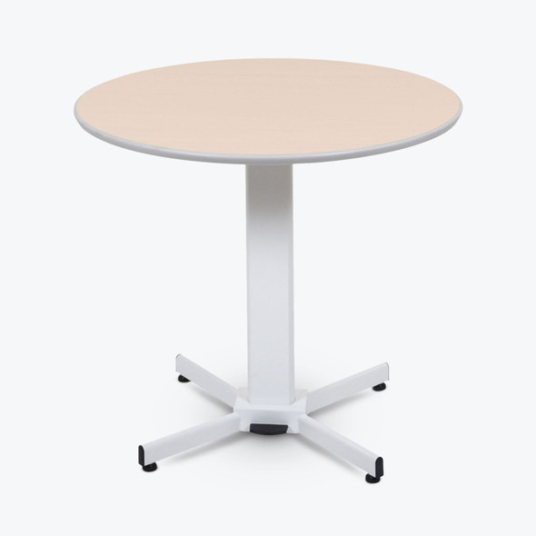 Luxor Pneumatic Height Adjustable Rounde Café Table, 31.5" W x 31.5" D x 27.5" - 42" H, White/Birch