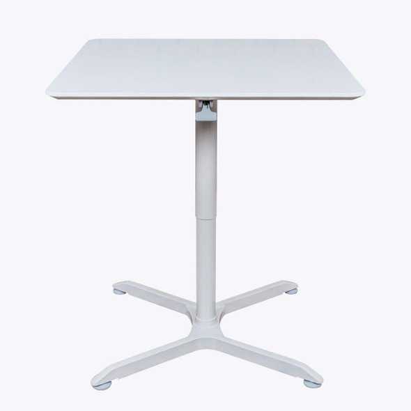 Luxor Mobile Pneumatic Height Adjustable Square Café Table 110 lbs Capacity Steel Build Rolling Casters