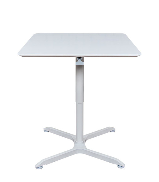 Luxor Mobile Pneumatic Height Adjustable Square Café Table 110 lbs Capacity Steel Build Rolling Casters