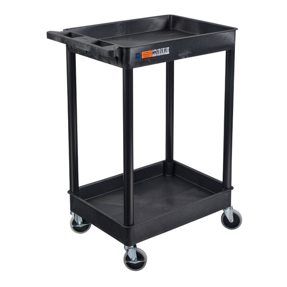 Luxor ENDURA 32" Two-Shelf Utility Cart, 24" x 18" 300 lbs. Capacity with 2 Shelves Foam Plastic Build