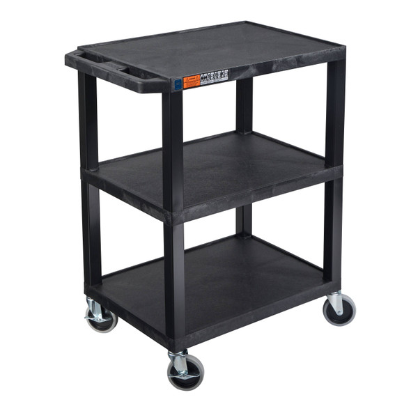 Luxor TUFFY 34" H Three-Shelf Multi-Purpose Utility Cart, 24" W x 18" D 24x18x34 in 300 lbs. Capacity