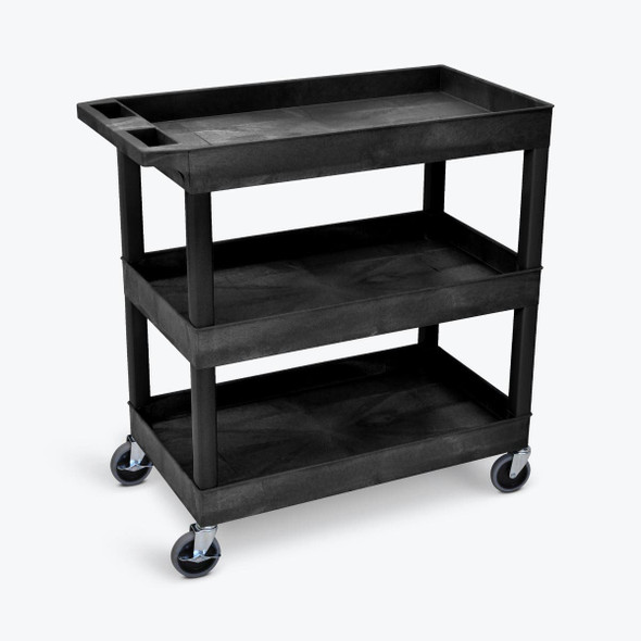 Luxor TUFFY XL Three-Shelf Multi-Purpose Utility Cart, 32" x 18" 35.25x18x36.25 in with 3 Shelves