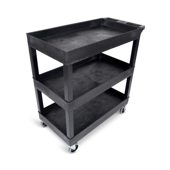 Luxor TUFFY XL Three-Shelf Multi-Purpose Utility Cart, 32" x 18" 35.25x18x36.25 in with 3 Shelves