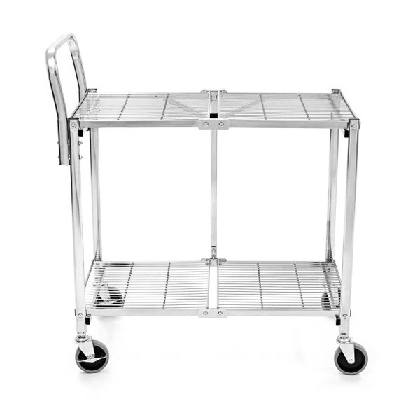 Luxor Two-Shelf Collapsible Wire Utility Cart 33.75x19.5x39.5 in with 2 Shelves Steel Build