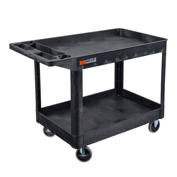 Luxor WORKLOAD Two-Shelf Industrial Utility Cart, 36.5" W x 24.5" D, Black 24.5x45.5x33 in