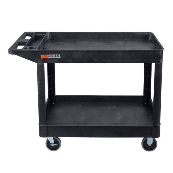 Luxor WORKLOAD Two-Shelf Industrial Utility Cart, 36.5" W x 24.5" D, Black 24.5x45.5x33 in