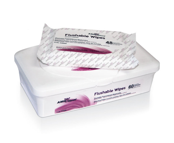 AMD Ritmed Flushable Wipes – Single Configuration – Size 9 x 13 in – Sold as 60/pk, 8 pk/cs