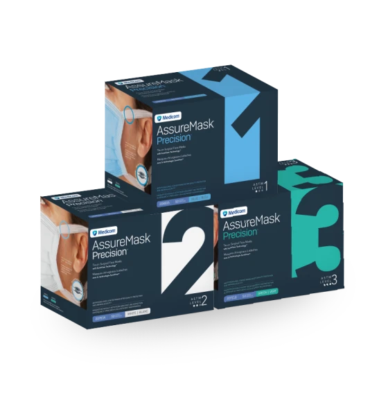 AMD Ritmed AssureMask Precision Surgical Tie-On Face Masks – 4 Configurations – ASTM Levels 1 and 3