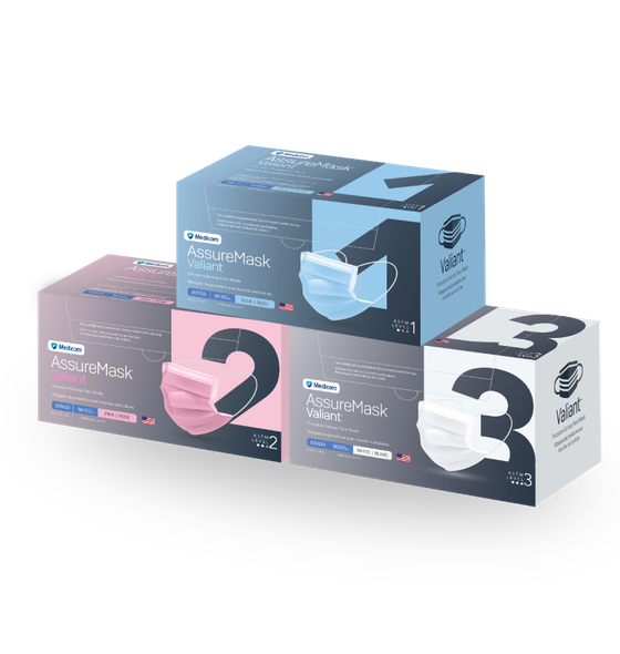 AMD Ritmed AssureMask Valiant Procedure Earloop Face Masks – 12 Configurations – ASTM Levels 1, 2 and 3