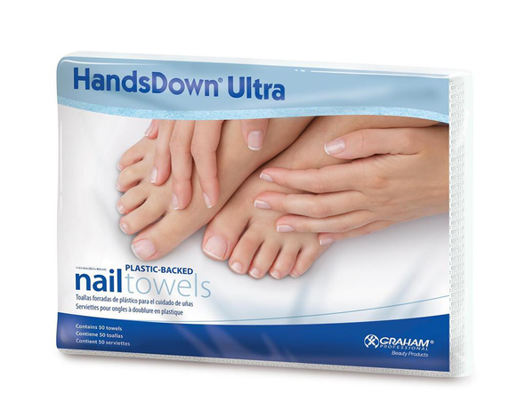 Graham HandsDown Nail Care Towels - Disposable White Nail Towels, 12 by 16 Inches, 50 per Pack