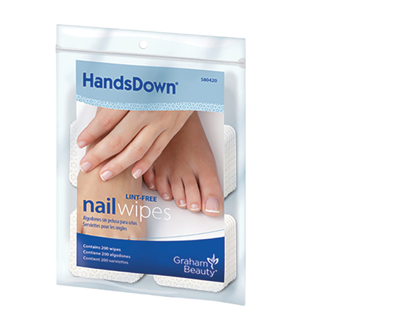 Graham HandsDown Nail Wipes - Lint-Free Disposable Wipes, 2 by 2 Inches, 200 per Bag, 24 Bags per Case