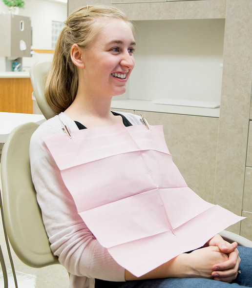 Graham Medical Disposable Patient Bibs - 2-Ply Tissue/Poly, Three Sizes, Standard and Over-The-Head Styles