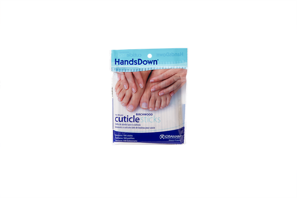 Graham HandsDown Cuticle Sticks - Wood Applicators in 4 Inch and 7 Inch Lengths for Nail Care