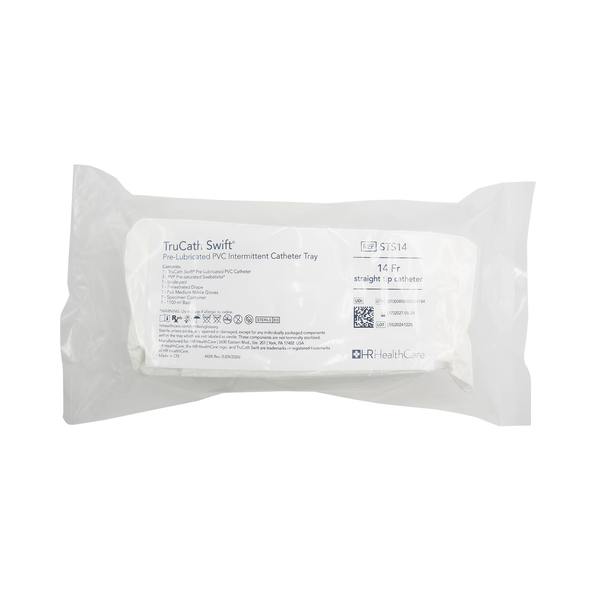 HR Healthcare TruCath Swift Intermittent Catheter Tray - CSR Wrapped Tray with Pre-Lubricated Catheter