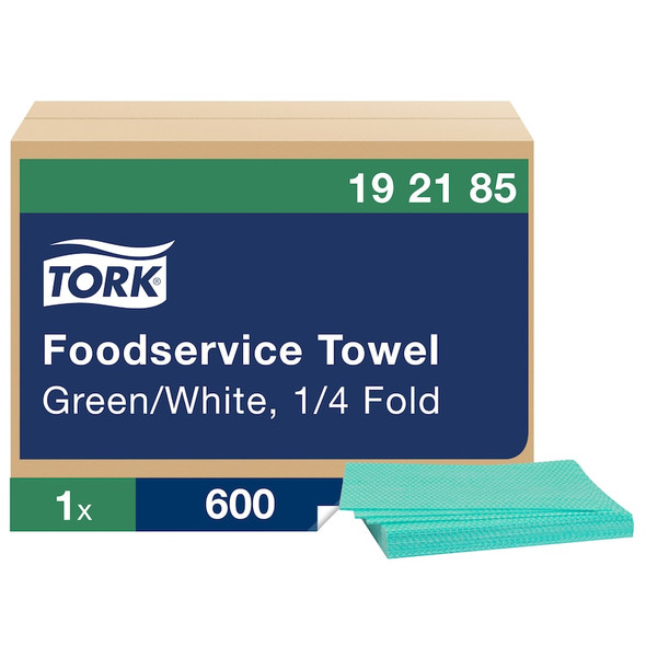 Tork Foodservice Cleaning Towels Green/White Self Dispensing - 1 Boxes per Case, 600 Sheets per Box