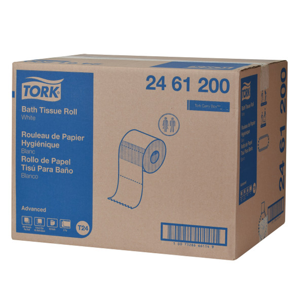 Tork Advanced Bath Tissue Roll, 2-Ply - 80 Rolls per Case, 500 Sheets per Roll, Advanced Quality