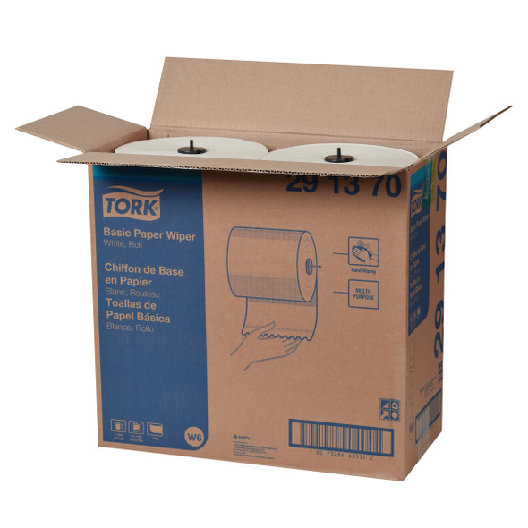 Tork Basic Paper Wiper White W6 - 4 Rolls per Case, Tork Performance Washstation Dispenser