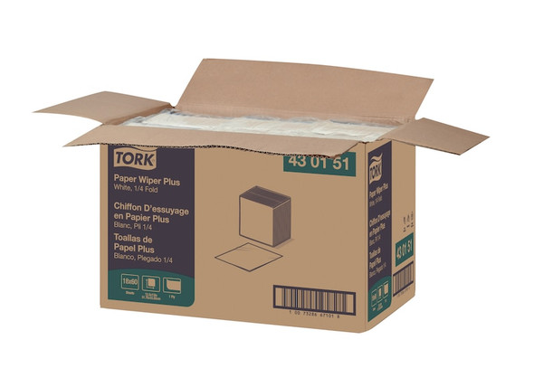 Tork Paper Wiper Plus - 18 Packs per Case, 60 Sheets per Pack, Advanced Quality, White, 1-Ply