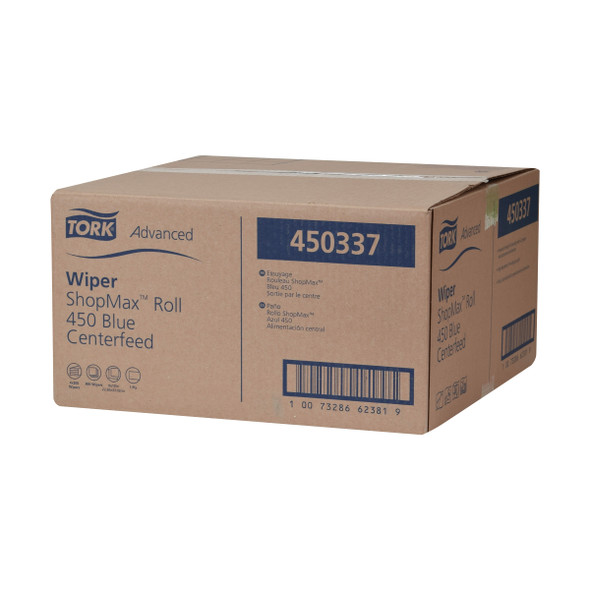 Tork ShopMax Heavy Duty Centerfeed Paper Towel Blue Self Dispensing - 4 Boxes per Case, 200 Sheets per Box