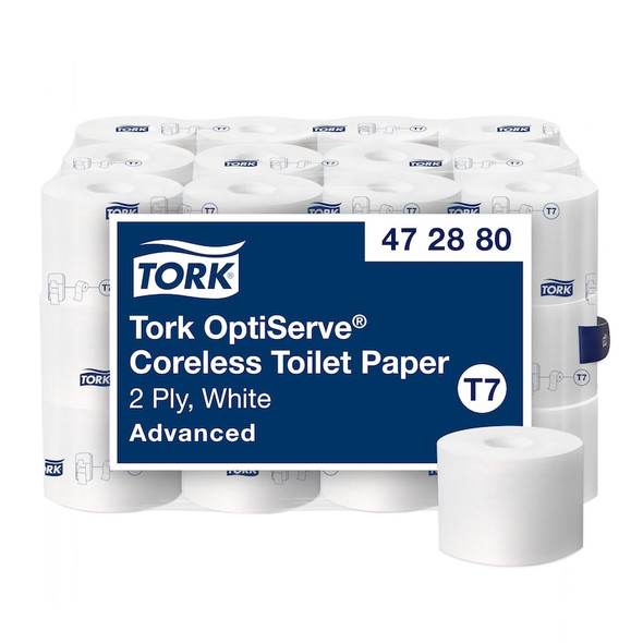 Tork OptiServe Coreless Toilet Paper - 2 ply - 36 Rolls per Case, 1000 Sheets per Roll, Advanced Quality