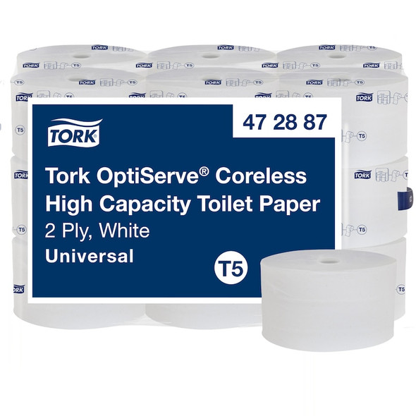 Tork OptiServe Coreless High Capacity Toilet Paper - 18 Rolls per Case, 1500 Sheets per Roll