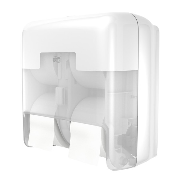 Tork OptiServe 4-Roll Coreless Toilet Paper Dispenser White T7/T5 - Universal Quality, Elevation Design