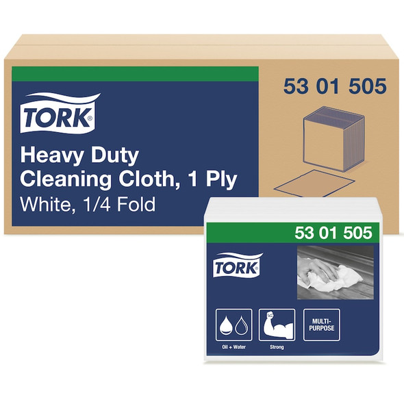 Tork Heavy Duty Cleaning Cloth White - 6 Packs per Case, 50 Sheets per Pack, Premium Quality