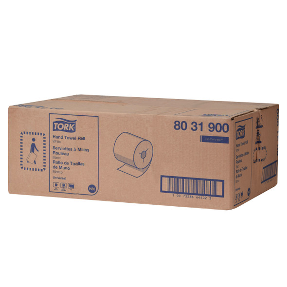 Tork Universal Hand Towel Roll - 6 Rolls per Case, Universal Quality, White, 1-Ply, Genuine Tork, SKU 8031900