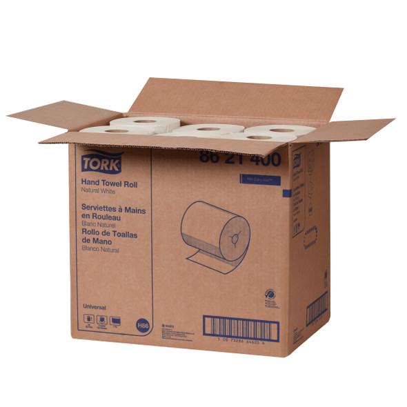 Tork Universal Hand Towel Roll - 12 Rolls per Case, Mini Mechanical Hand Towel System, natural white