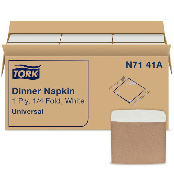 Tork White Dinner Napkin - 12 Packs per Case, Universal Quality, 1-Ply, Genuine Tork, by Essity, SKU N7141A