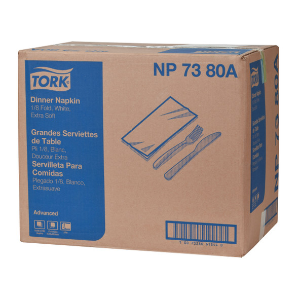 Tork Soft Advanced Dinner Napkin - 6 Packs per Case, Advanced Quality, White, 3-Ply, Genuine Tork