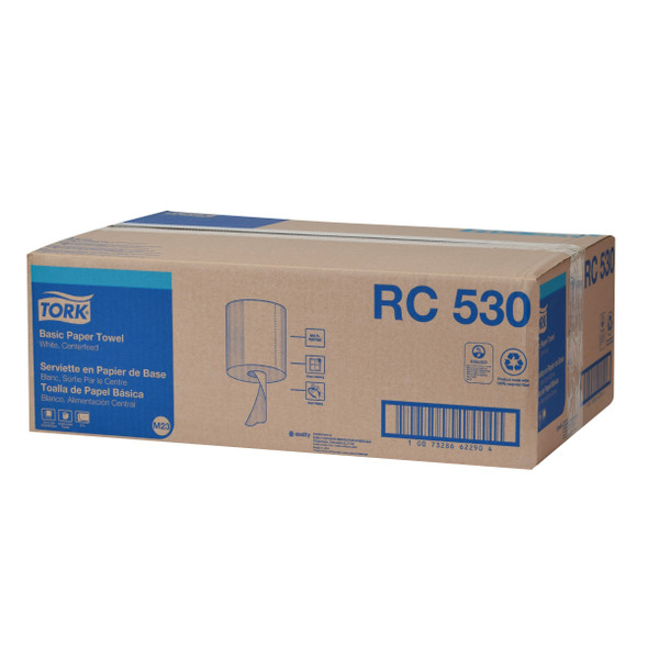 Tork Centerfeed Hand Towel White M23 - 6 Rolls per Case, 530 Sheets per Roll, Universal Quality