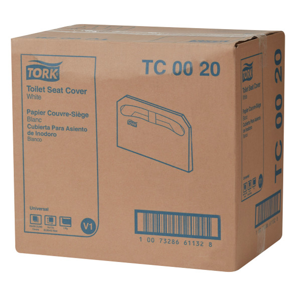 Tork Universal Toilet Seat Cover, 1/2 Fold - 20 Packs per Case, Universal Quality, White, 1-Ply