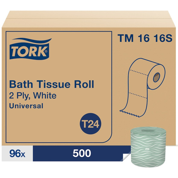 Tork Toilet Paper Roll White T24 - 96 Rolls per Case, 500 Sheets per Roll, Conventional toilet paper system