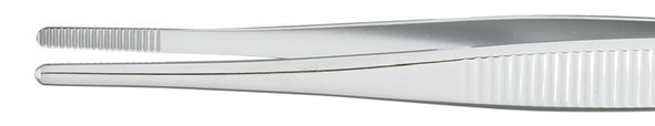Integra Miltex Dressing Forceps Sterile Single-Use 5 in, Serrated Tips, Box of 25, Thumb Forceps