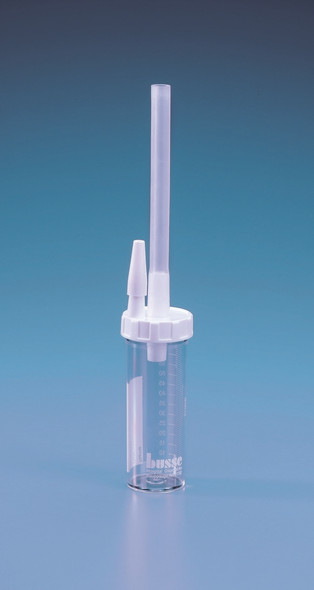Busse Mucus Specimen Traps, 40cc and 80cc, Sterile, With or Without Transport Cap, 24 to 100 per Case