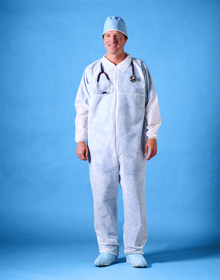 Busse Fluid Resistant Protective Coveralls, X-Large, White, Open Cuffs and Ankles, 25 per Case
