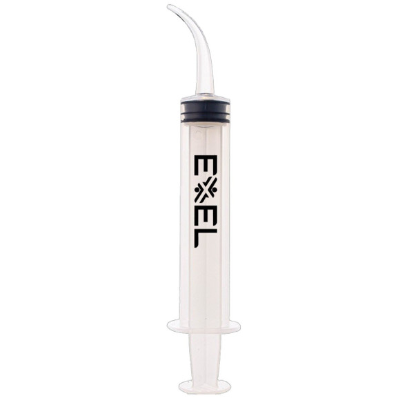 Exel Curved Tip Syringe – 12 mL Non-Sterile Irrigation Syringe with Crystal Clear Barrel, Case 500