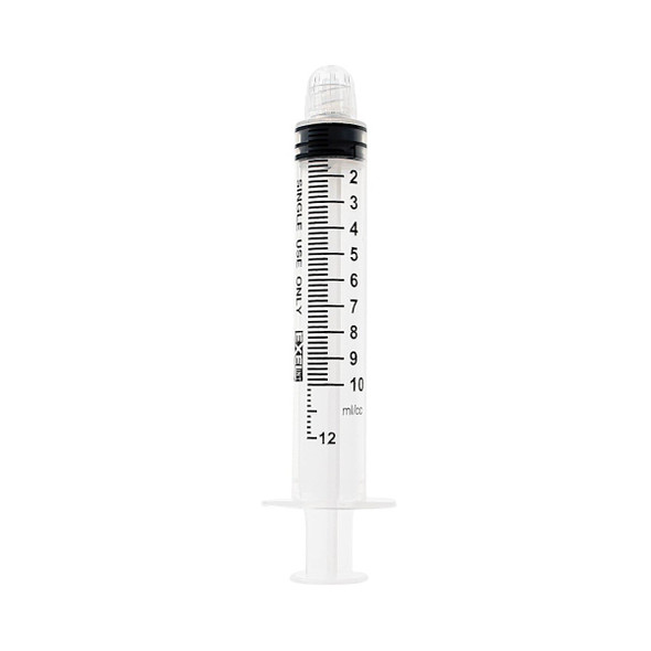 Exel 10 to 12 mL Syringes Only – Luer Lock and Luer Slip with Cap, Sterile and Bulk, Case Lots