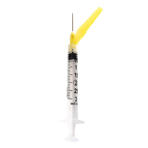 Exel SecureTouch Safety Syringes – 3 mL with Safety Needle, One Hand Activation, Luer Lock, Case 400