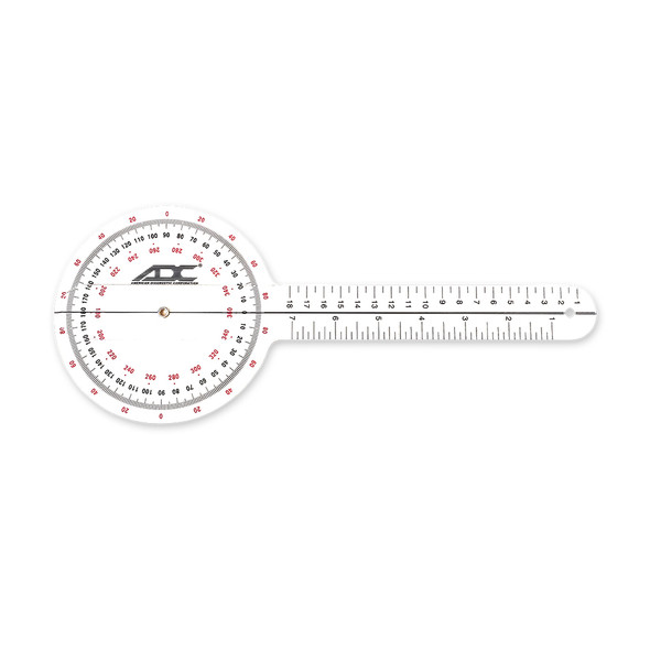 ADC Multi-Use Goniometer 12 Inch with 360 Degree Head, Three Calibrated Scales in Inches and Centimeters
