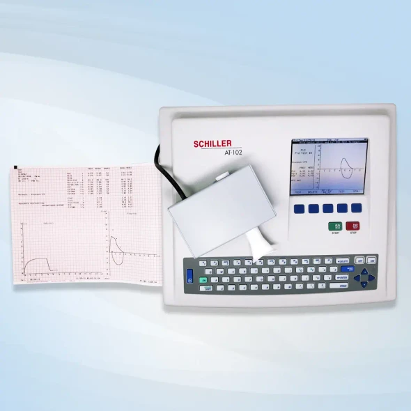 Schiller CARDIOVIT AT-102 SCM Resting ECG Machine with Ethernet Data Transfer and Optional Spirometry Sensor