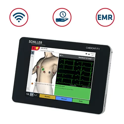Schiller CARDIOVIT FT-1 Portable Resting ECG Machine with 8 Inch Multi-Touch Display and Wireless Connectivity