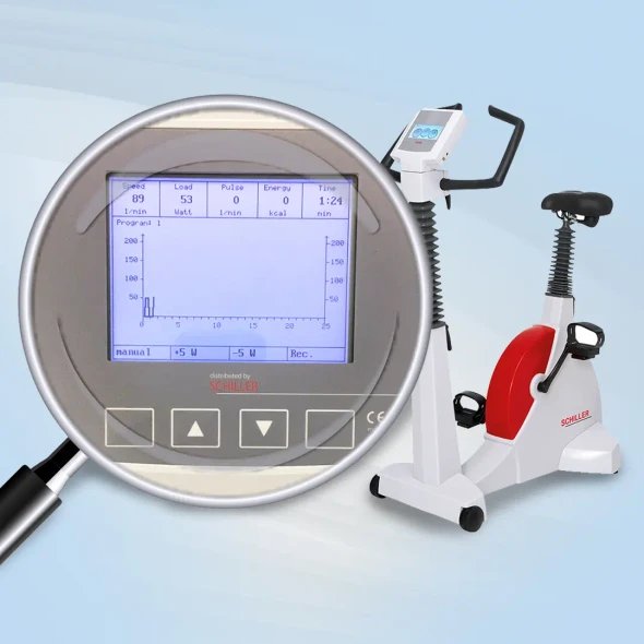 Schiller ERG 911 S Plus Exercise Ergometer Bicycle with Speed-Independent Load and Pivoting Graphical Display