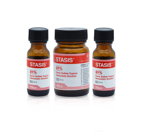 Gingi-Pak Stasis Ferric Sulfate Hemostatic Solution in Jar, 15 mL and 40 mL Bottles for Hemorrhage Control
