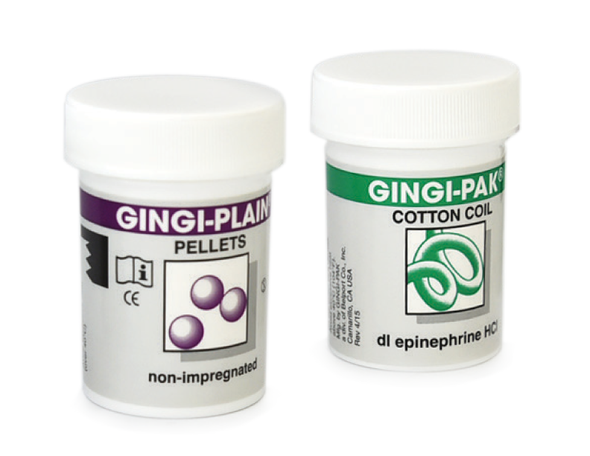 Gingi-Pak Cotton Pellets and Cotton Coil Material, 100% Cotton in Plain and Epinephrine Impregnated Forms