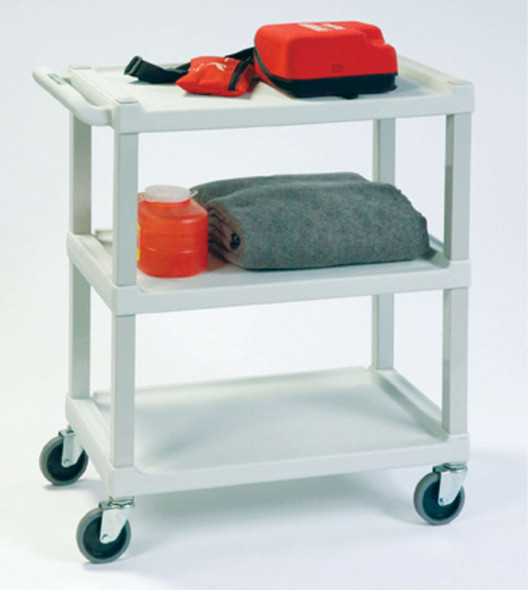 Lakeside Plastic Utility Cart with 16 x 24 in Shelves in Beige, 32-1/2 x 17-1/8 x 34-7/8 in Overall
